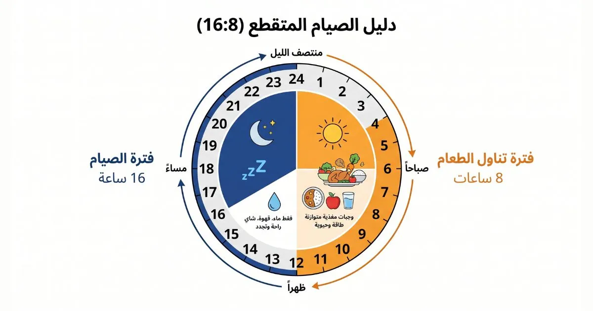 الصيام المتقطع للمبتدئين - جدول 16/8 لحرق الدهون وخسارة الوزن مع نصائح الخبراء والأطعمة المسموحة