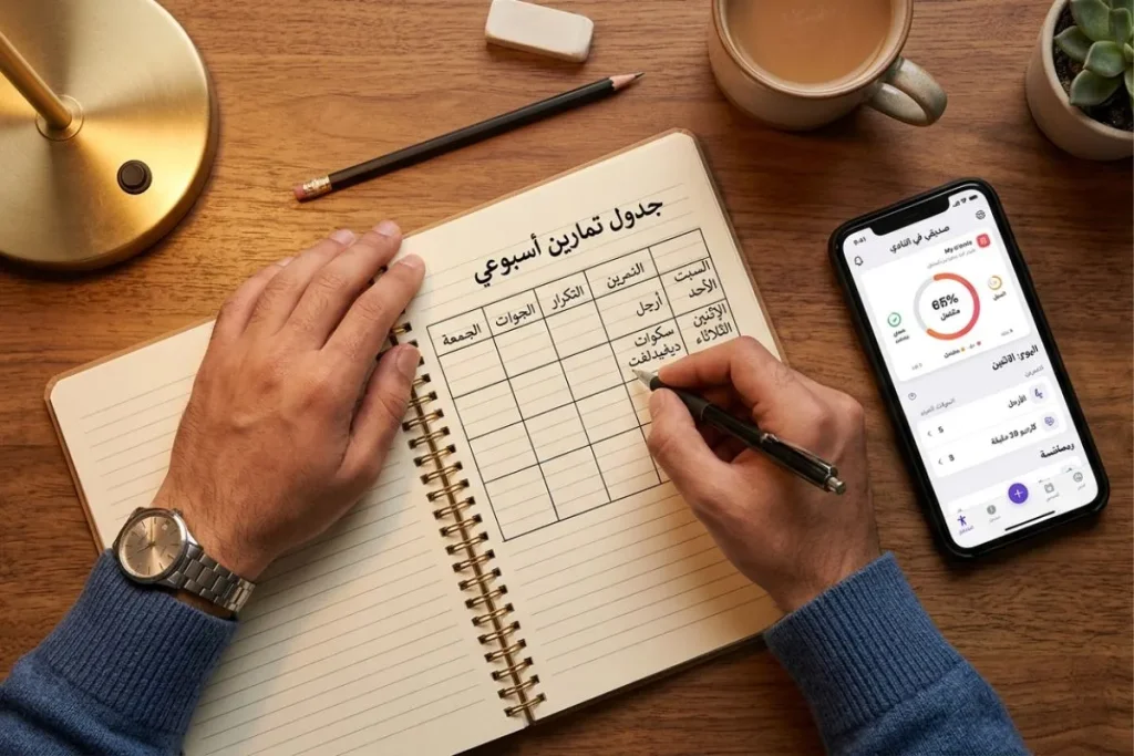 جدول تمارين منزلي أسبوعي للمبتدئين